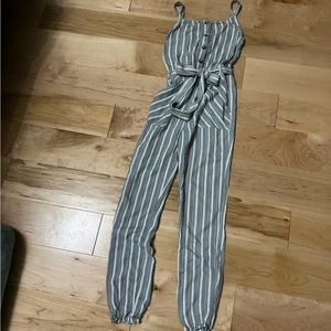 Black and white stripped romper jumpsuit